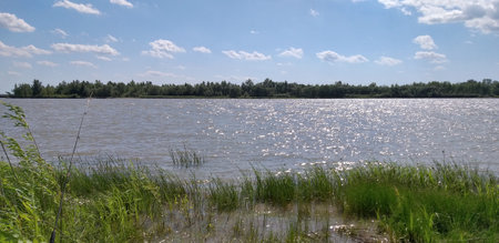 Fishing feeder on the Irtysh River. Omsk region Russiaの写真素材