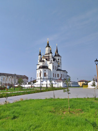 Tobolsk. Russia - August 24, 2021: View of the church of Zacharias and Elizabeth in the city of...