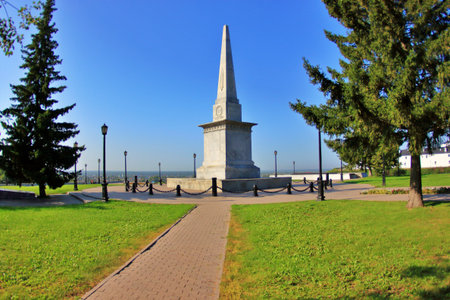 Monument to the Ermak in the city of Tobolskの写真素材