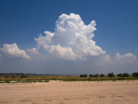 Summer Landscape.Beautiful Nature.Blue sky, amazing colorful clouds.Natural Background.の写真素材