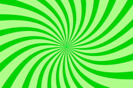Vector green background with spiral green and light green rays in retro pop art style. abstract rays background in retro vintage style. Swirling Retro Green Spiral Flat Design Vector Backgroundのイラスト素材