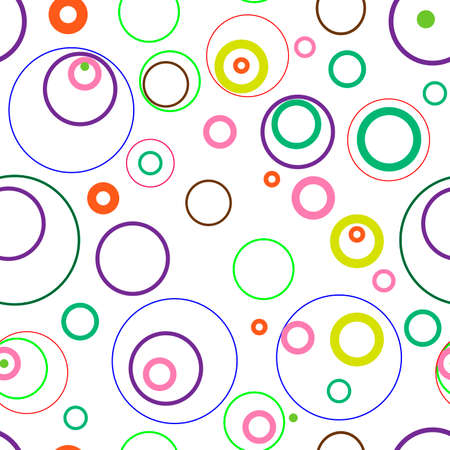 Vector abstract seamless pattern of various circles. Modern minimalistic multicolored background pattern. Multicolored Rings of various sizesのイラスト素材