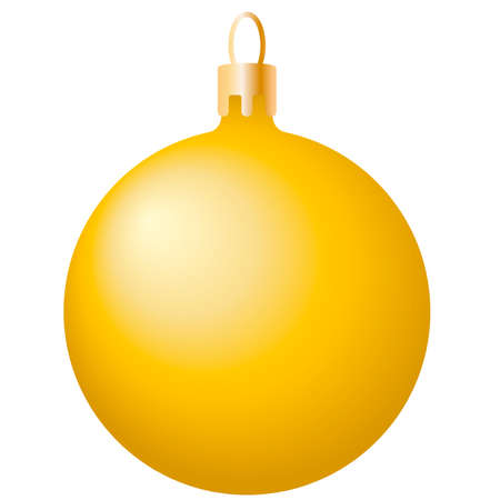 Golden Christmas Ball. Vector yellow glossy Christmas ball isolated on transparent backgroundのイラスト素材