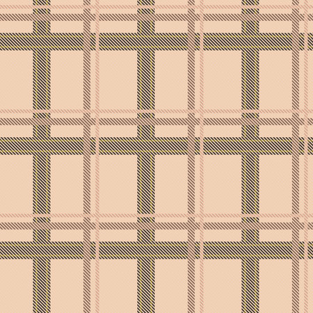 Checkered vector seamless pattern in pastel beige colors. Seamless tartan check graphic flannel shirt, skirt, scarf, jacket, blanket, throwのイラスト素材