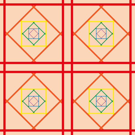Art Deco Pattern. Abstract seamless pattern of rainbow colored squaresのイラスト素材