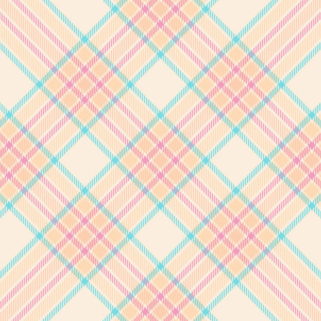 Gingham textile pattern. Seamless multicolored diagonal pixel check plaid modern textile printのイラスト素材