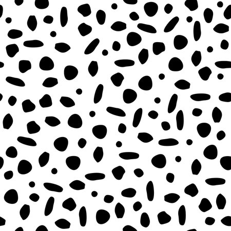 Vector seamless abstract pattern, black chaotic dots drawn by hand. Cute design for textiles, wallpaper, wrapping paperのイラスト素材
