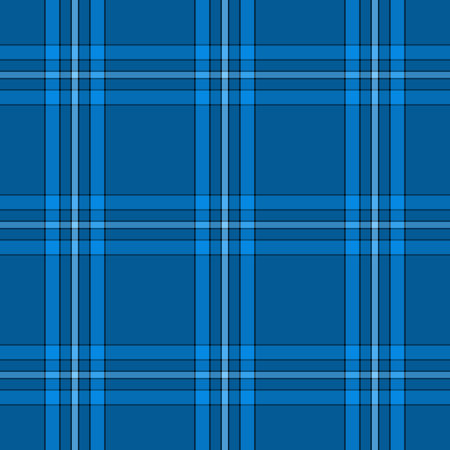 Seamless check plaid pattern in shades of blue. Dark blue tartan vector print for modern fashion fabric designのイラスト素材