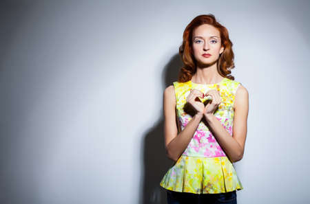 Emotional woman portret  Beautiful hands, face の写真素材