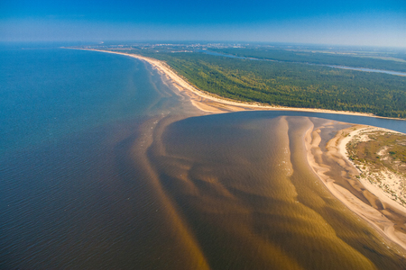 The mouth of the river, top view. Summer landscape.の写真素材