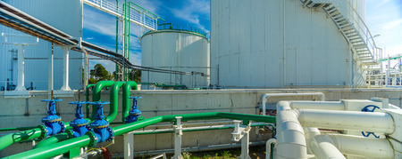Oil terminal, storage and infrastructure, pipelines. Industrial object.