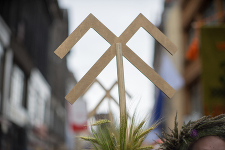 Elements of ornaments and flowers. Song and dance festival in Latvia. Procession in Riga. Latvia 100 years.の写真素材