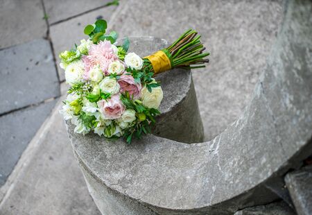 Flower arrangement of different colors, made for the wedding.の写真素材