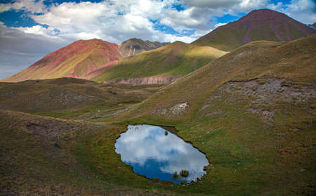 Kyrgyz nature. The Trans-Alay Range. Pamir Mountain System. The lake between mountains.の写真素材