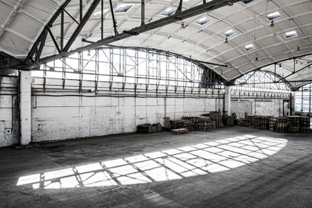 Hemispherical reinforced concrete load bearing roof. Warehouse.の写真素材