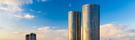 Modern urban architecture. Steel and glass facade of skyscrapers.の写真素材