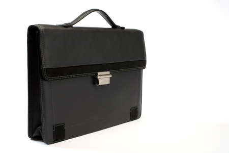 lack leather portfolio on a white background