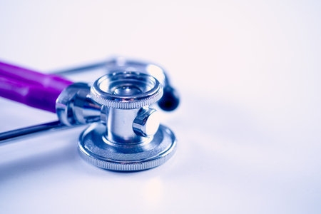 Stethoscope with reflection. stethoscope background.Conceptc of medicineの写真素材