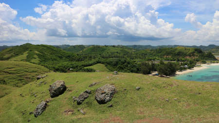 Beautiful view of the Pacific Ocean from the south of Lombok Island in Indonesia