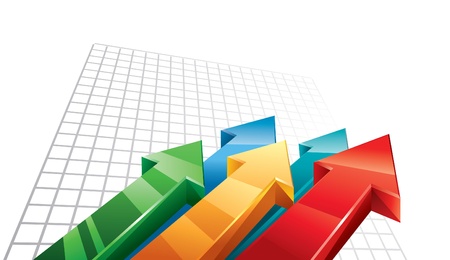 Arrows 3D moving upwardsのイラスト素材