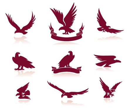 Eagle Silhouettes Set のイラスト素材