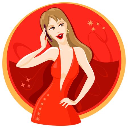 Dancing Girl talking to cell phone のイラスト素材