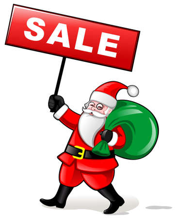 Santa holding Sale Banner のイラスト素材