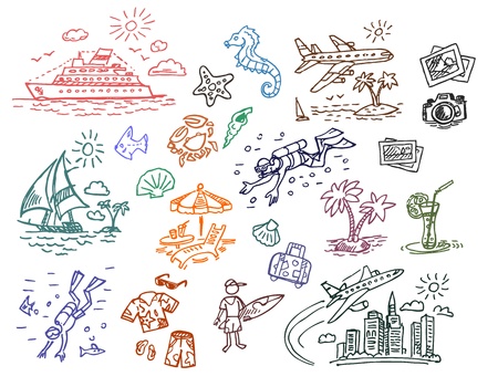 Hand drawn beach vacation illustration setのイラスト素材