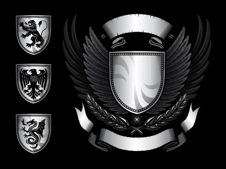 winged shield emblem のイラスト素材