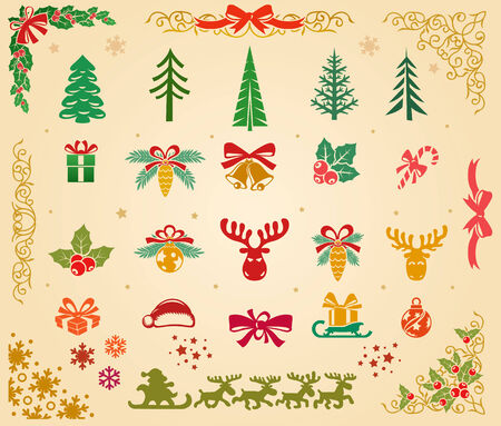 Christmas decorative elements setのイラスト素材