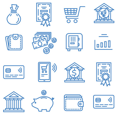 Finance Icons Pattern Showing Various Types of Banking Isolated on White
Can Be Used as a Seamless Backgroundのイラスト素材