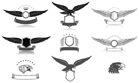Set of black and white eagles emblemsのイラスト素材