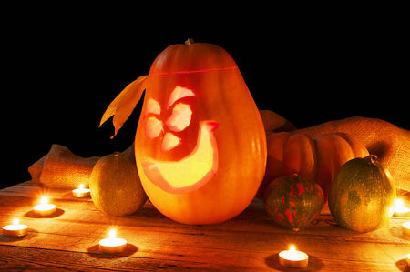 Jack spooky and creepy horror lantern.の写真素材