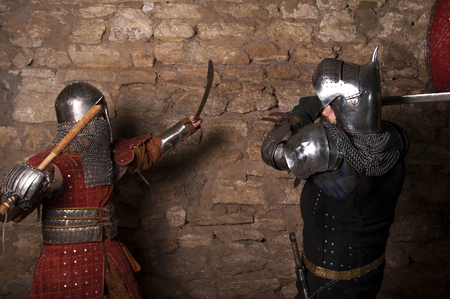 The battle of two warriors in the dungeon.の写真素材