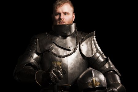 Tired knight after the battle. Close upの写真素材