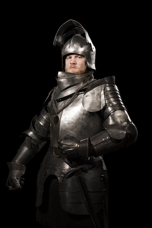 Tired knight after the battle. Close upの写真素材