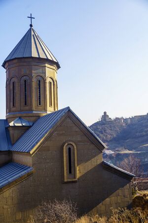 Georgia, Tbilisi-Narikala Church. Narikala fortress is an ancient citadel in the historical part of...