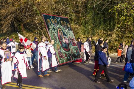 Georgia, Tbilisi, - January 08, 2020 Procession through the Central streets of Tbilisi on Christmas day (Alilo).のeditorial素材