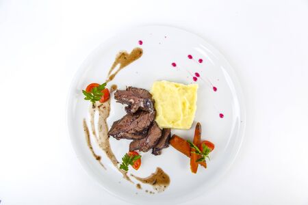 Beef cheeks with mashed potatoes.の写真素材