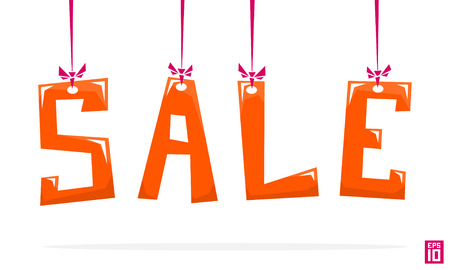 Vector sale element colorful hanging letters with highlights and shadowsのイラスト素材