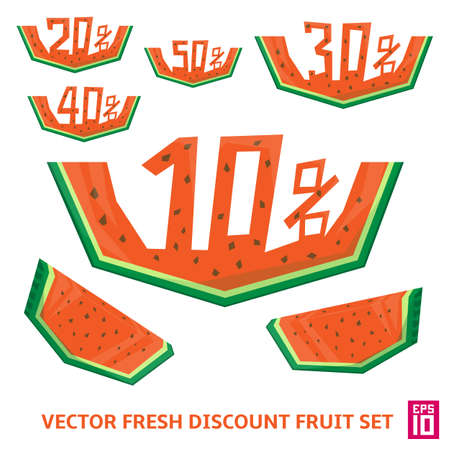 Vector fresh discount fruit watermelon red setのイラスト素材