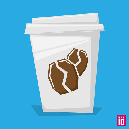 Vector coffee cup with coffee beans logo for illustrations (graphic design).のイラスト素材