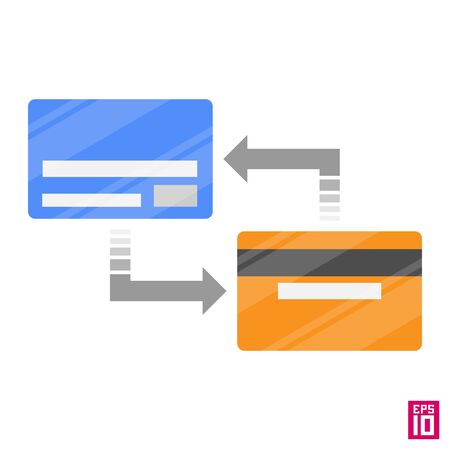 Vector credit cards transfer processing with arrows.のイラスト素材