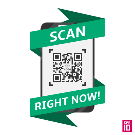 Vector smartphone scan QR code with colorful stripes.のイラスト素材