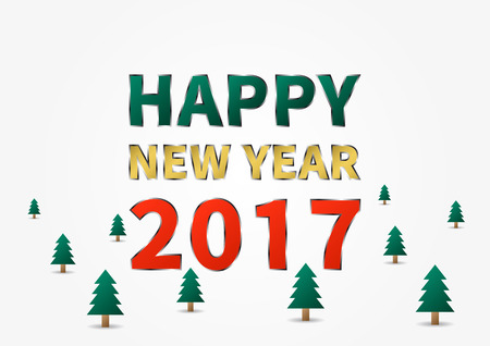 Happy New Year 2017 vector illustration with trees.のイラスト素材