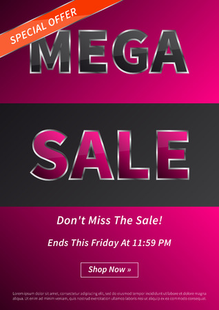 Advertising poster Mega Sale vector template. A4 sizeのイラスト素材