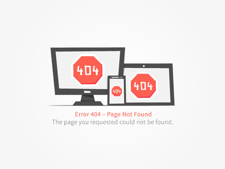 Error 404 page layout vector design. Website 404 page creative concept. 404 web page error creative...