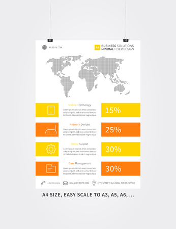Business leaflet layout vector design. A4 size page with sample text ...