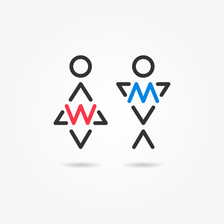 Restroom vector icons. Man and woman toilet icons. Gentleman and lady symbols.のイラスト素材