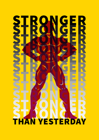 Stronger than yesterday vector illustration. Sport motivation poster, creative decoration concept. Inspiration quote typography banner. Ready to print.のイラスト素材